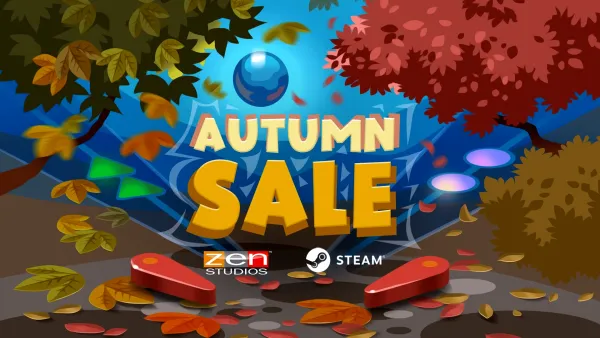 Promotional graphic with "AUTUMN SALE" text, colorful leaves, and Zen Studios and Steam logos.